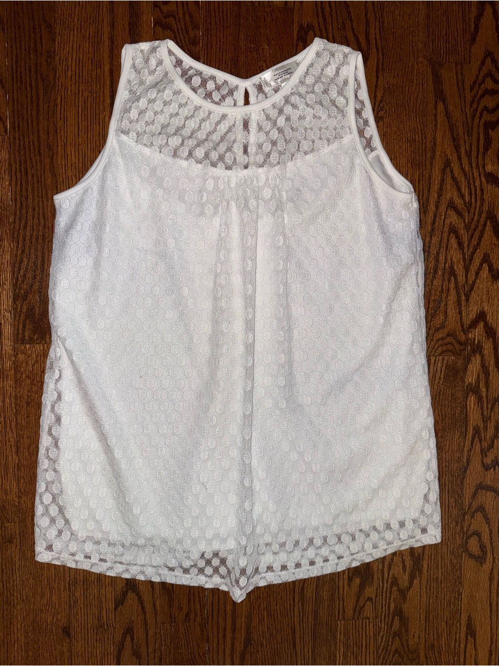 Sleeveless White Lace Yoke Blouse